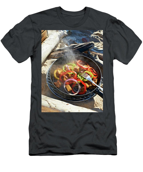 Lemon Chicken with Pepper in a Pan on a Barbecue on a Beach Hannah Kompanik T-Shirt