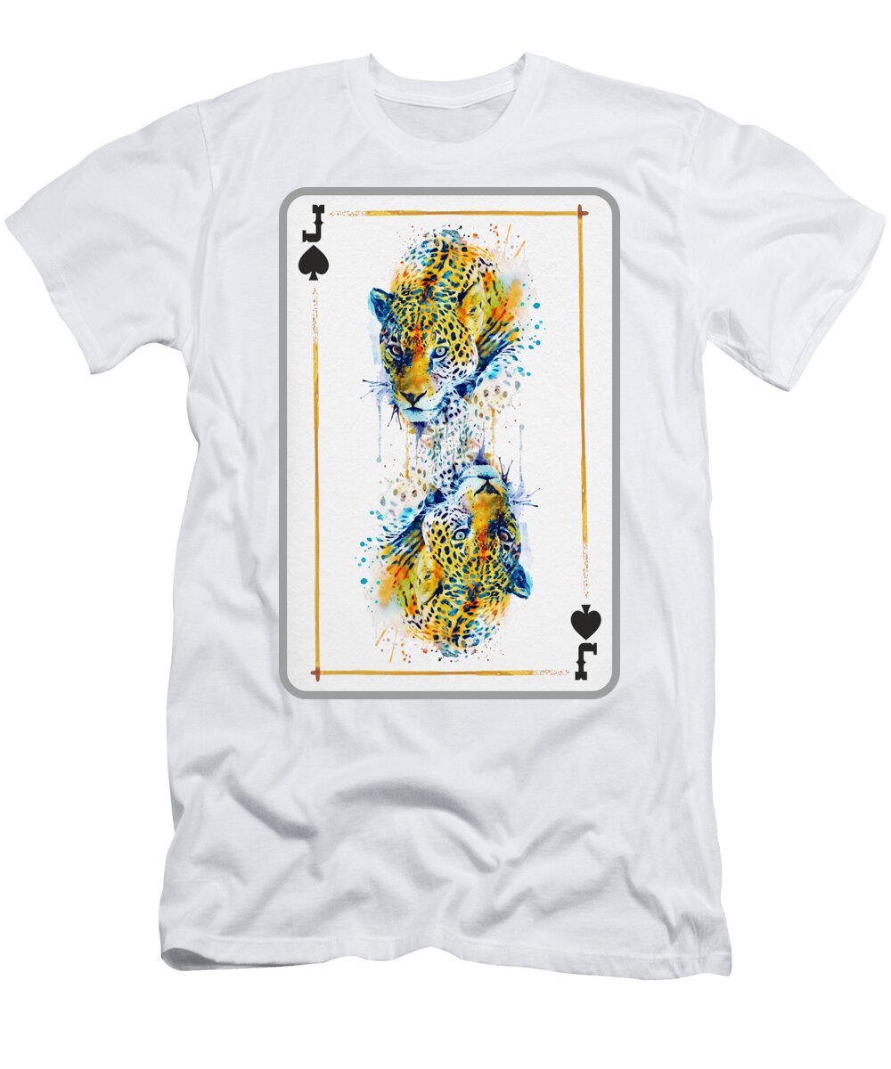 Leopard Head Jack of Spades Playing Card Marian Voicu T-Shirt