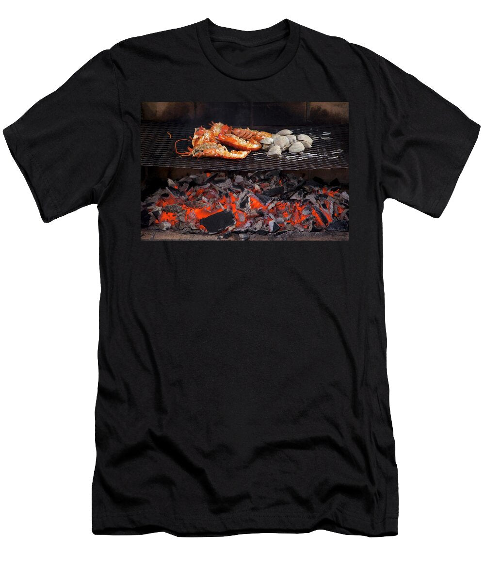 Lobster and Mussels Being Grilled Over an Open Fire Andre Baranowski T-Shirt