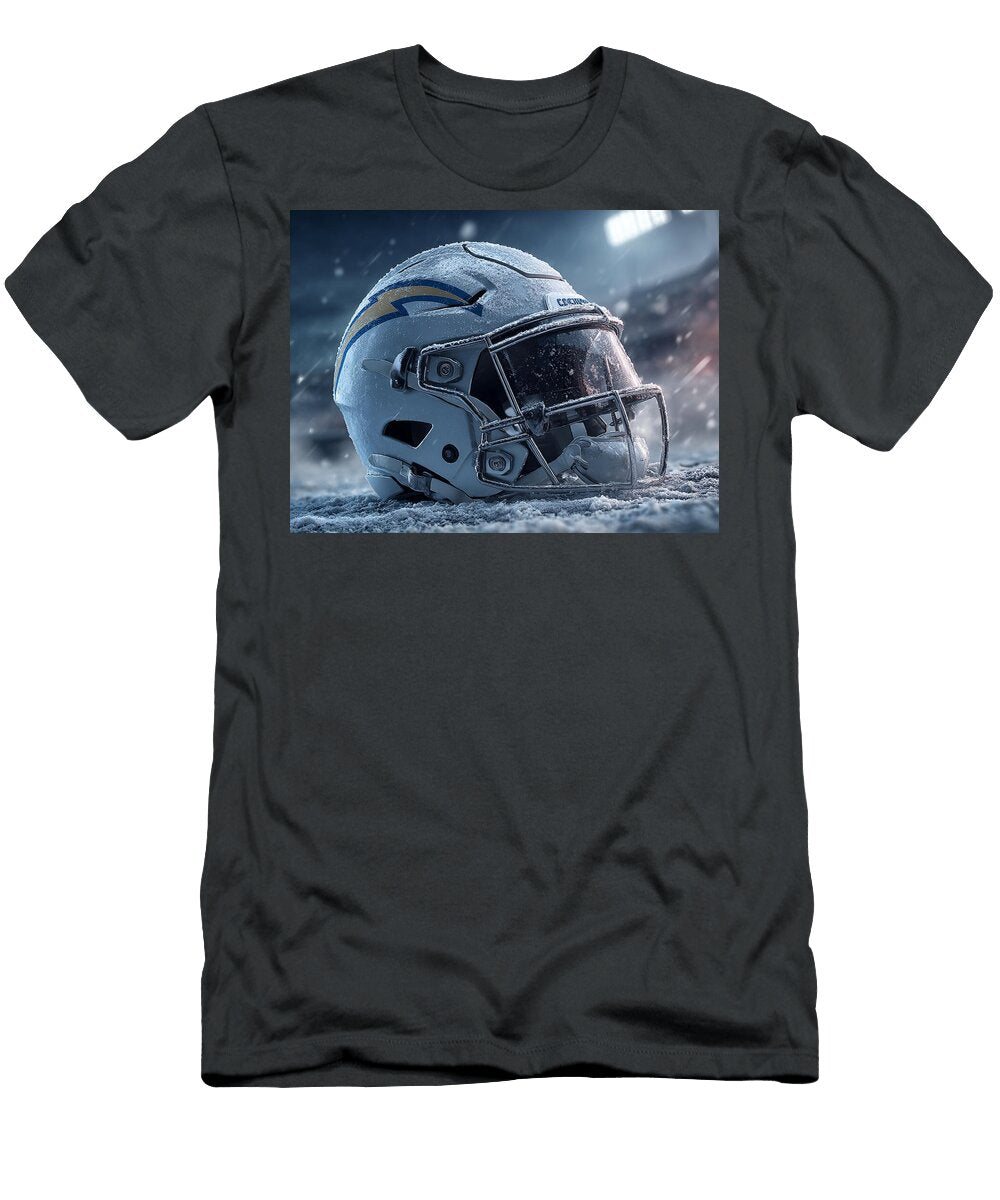 Los Angeles Chargers Covered Football Helmet Kevin Walker and Pixel Reverie T-Shirt