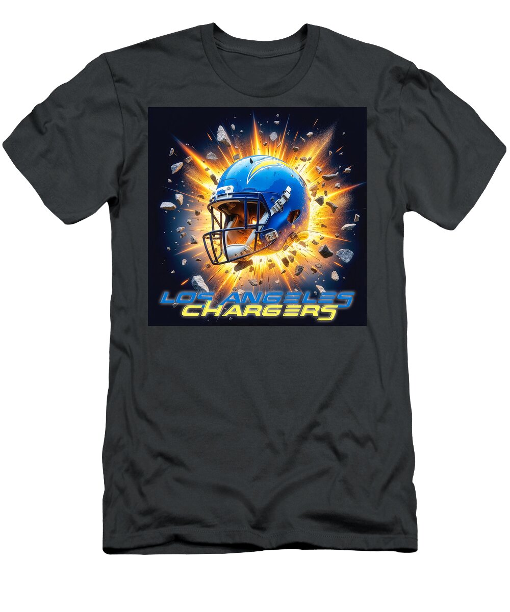 Los Angeles Chargers Explosion Kevin Walker and Pixel Reverie T-Shirt
