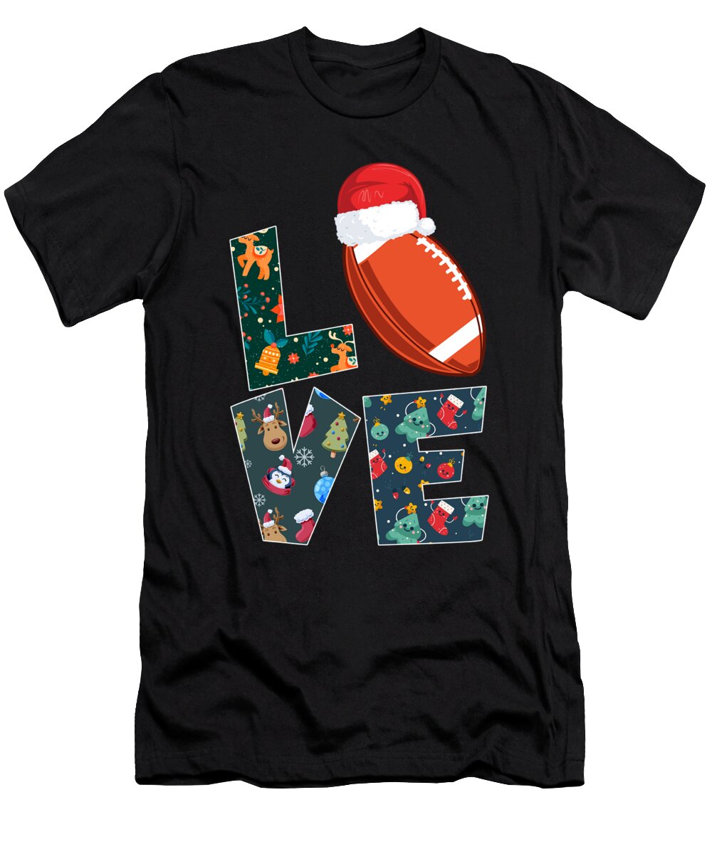 Love Christmas American Football Santa Hat Xmas Florian Dold Art T-Shirt