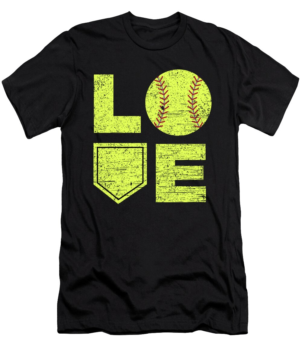 Love Softball Baseball Catcher Pitcher Ball Bat Gift Thomas Larch T-Shirt