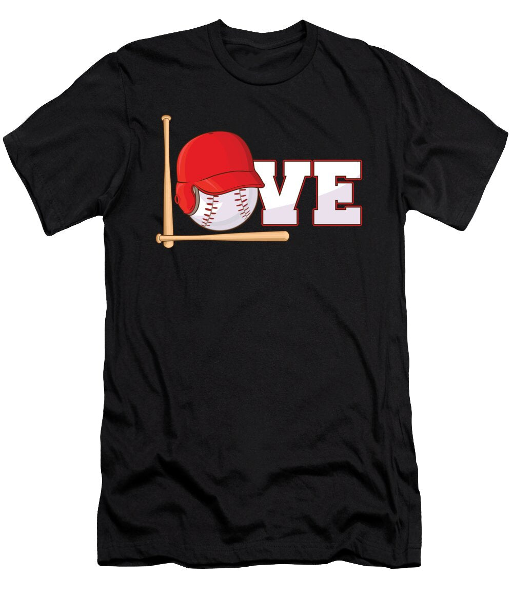 Love Softball Bat Ball Helmet Baseball Pitcher Gift Thomas Larch T-Shirt