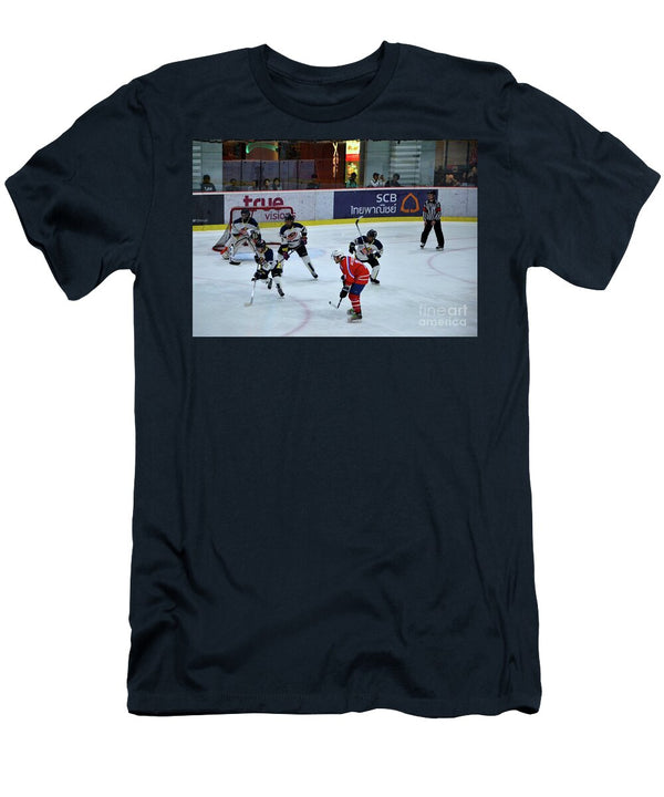 Malaysia Team Players Defend Vs Mongolia in Ice Hockey Match in Rink Bangkok Thailand Imran Ahmed T-Shirt