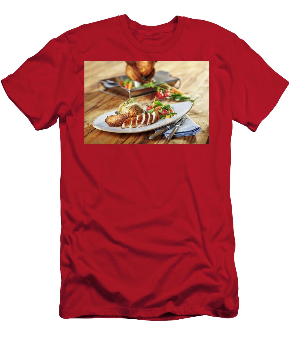 Malt Beer Chicken with Grilled Vegetables and Oven Roasted Potatoes with Mustard and Sweetcorn Cream Niklas Thiemann T-Shirt