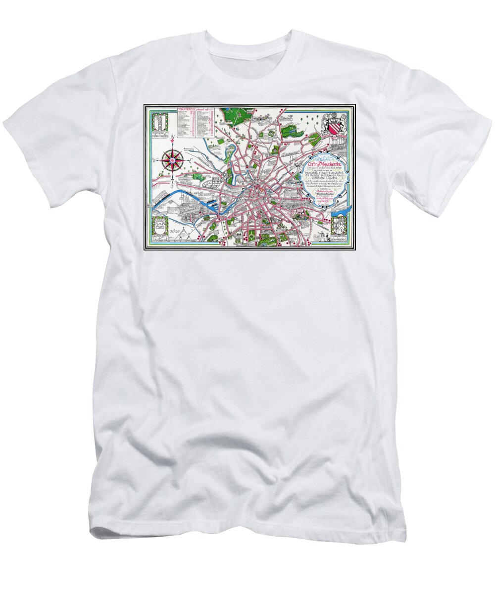 Manchester England Vintage Map 1926 Carol Japp T-Shirt