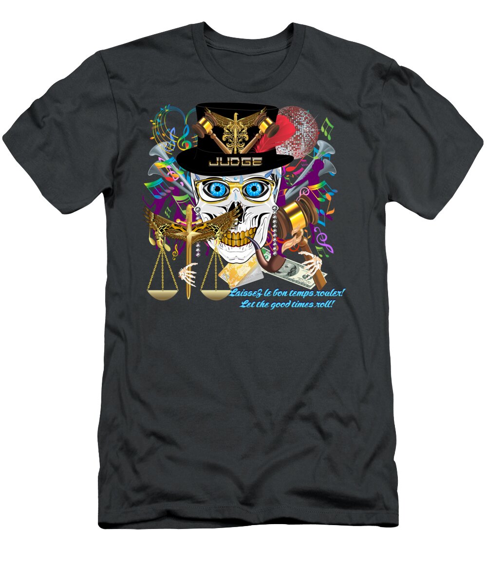 Mardi Gras Judge 1 W Text Bill Campitelle T-Shirt