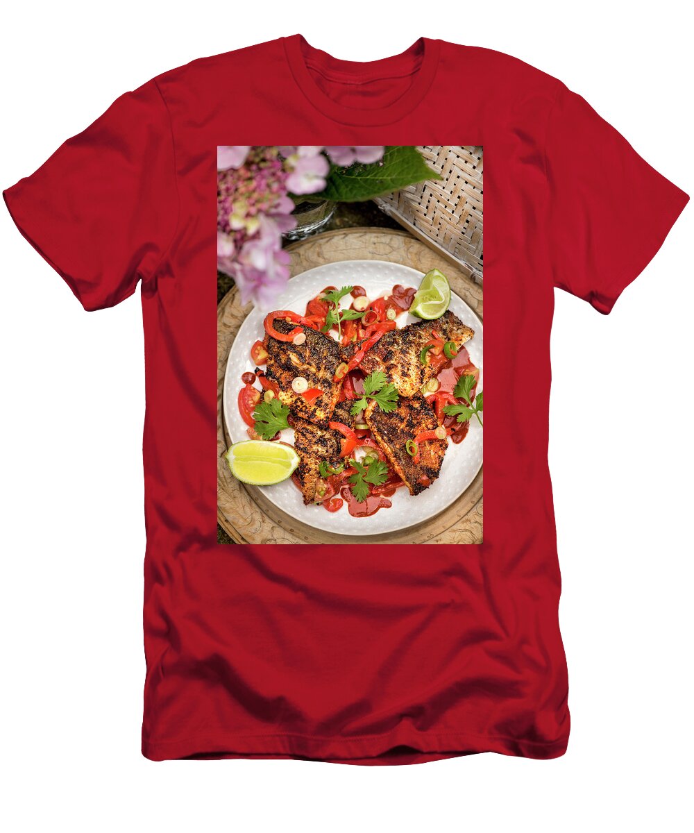 Marinated Grilled Sea Bass Fillets with Spicy Salsa Winfried Heinze T-Shirt