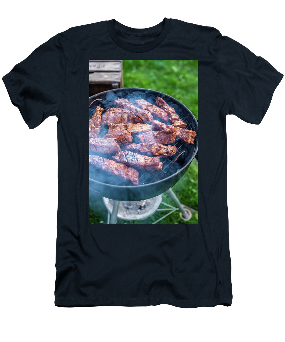 Marinated Spare Ribs Being Grilled Sebastian Schollmeyer T-Shirt