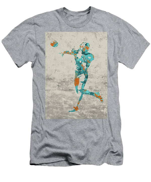Miami Dolphins Quarterback Football Player Paint Splatters Abstract Portrait Design Turnpike T-Shirt