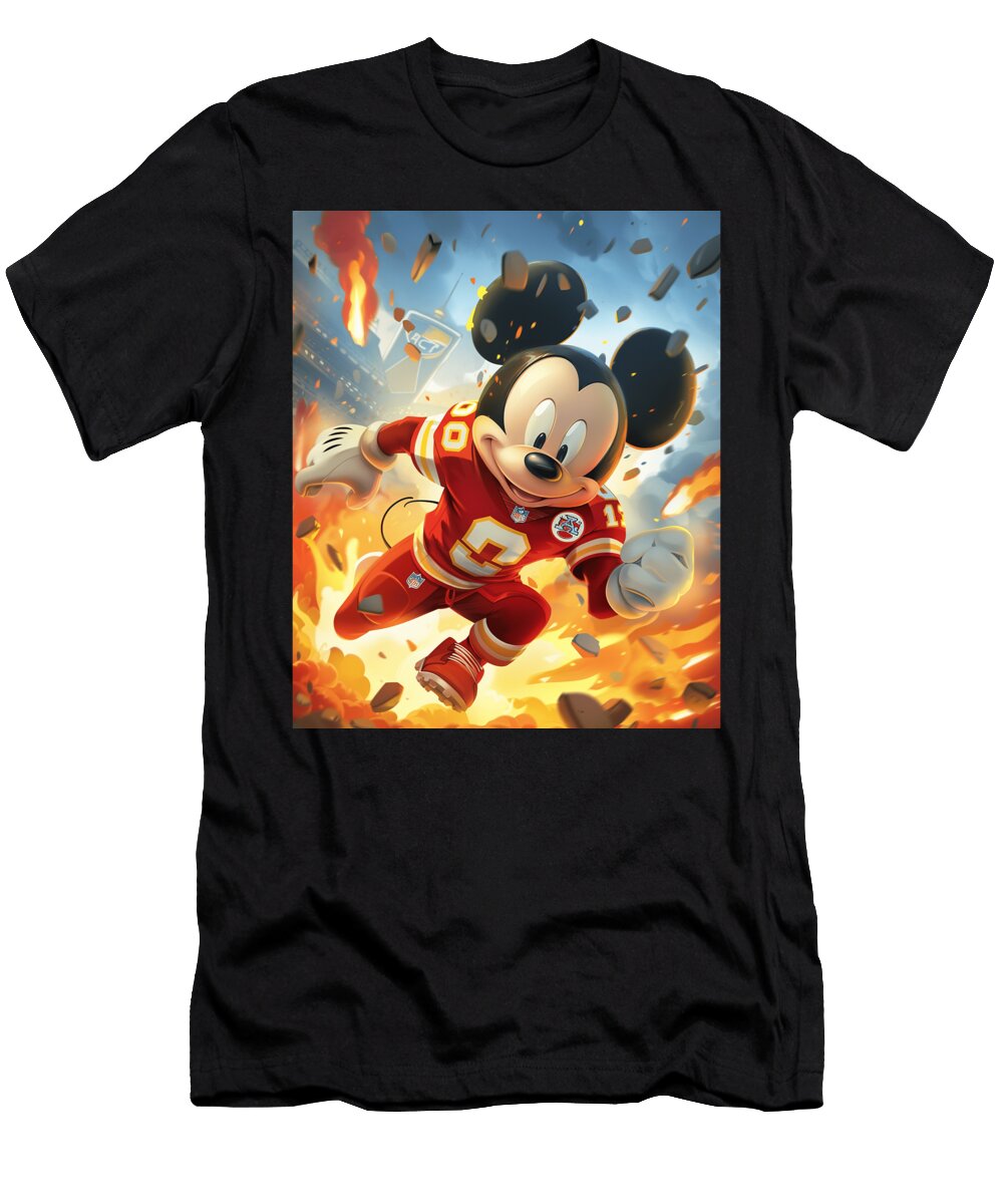Mickey Mouse and Chiefs Cartoon Cooking Lessons Mizorey T-Shirt