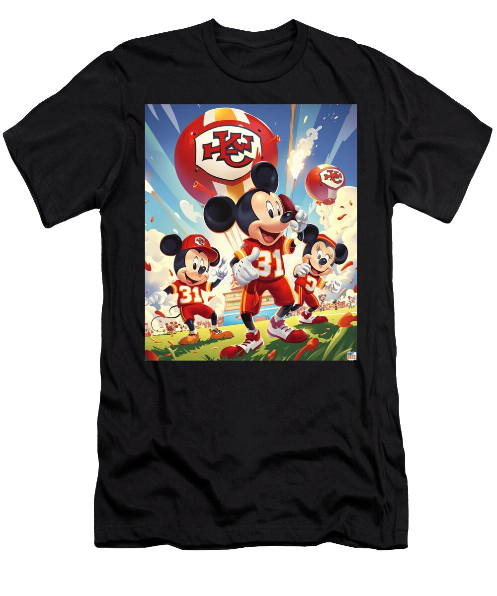 Mickey Mouse and Chiefs Cartoon Culinary Collaborations Mizorey T-Shirt