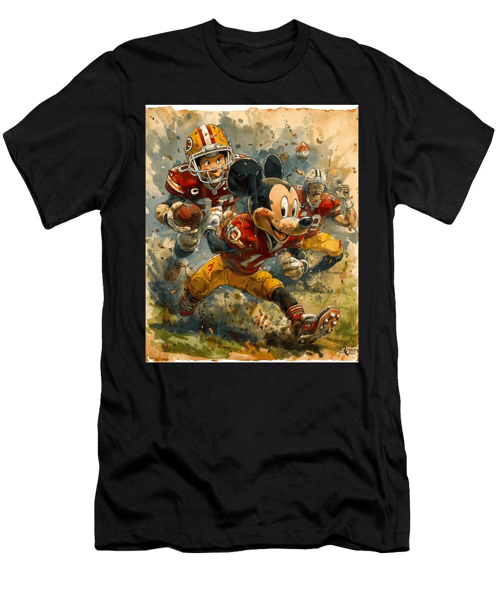 Mickey Mouse and Chiefs Cartoons and Croissants Mizorey T-Shirt