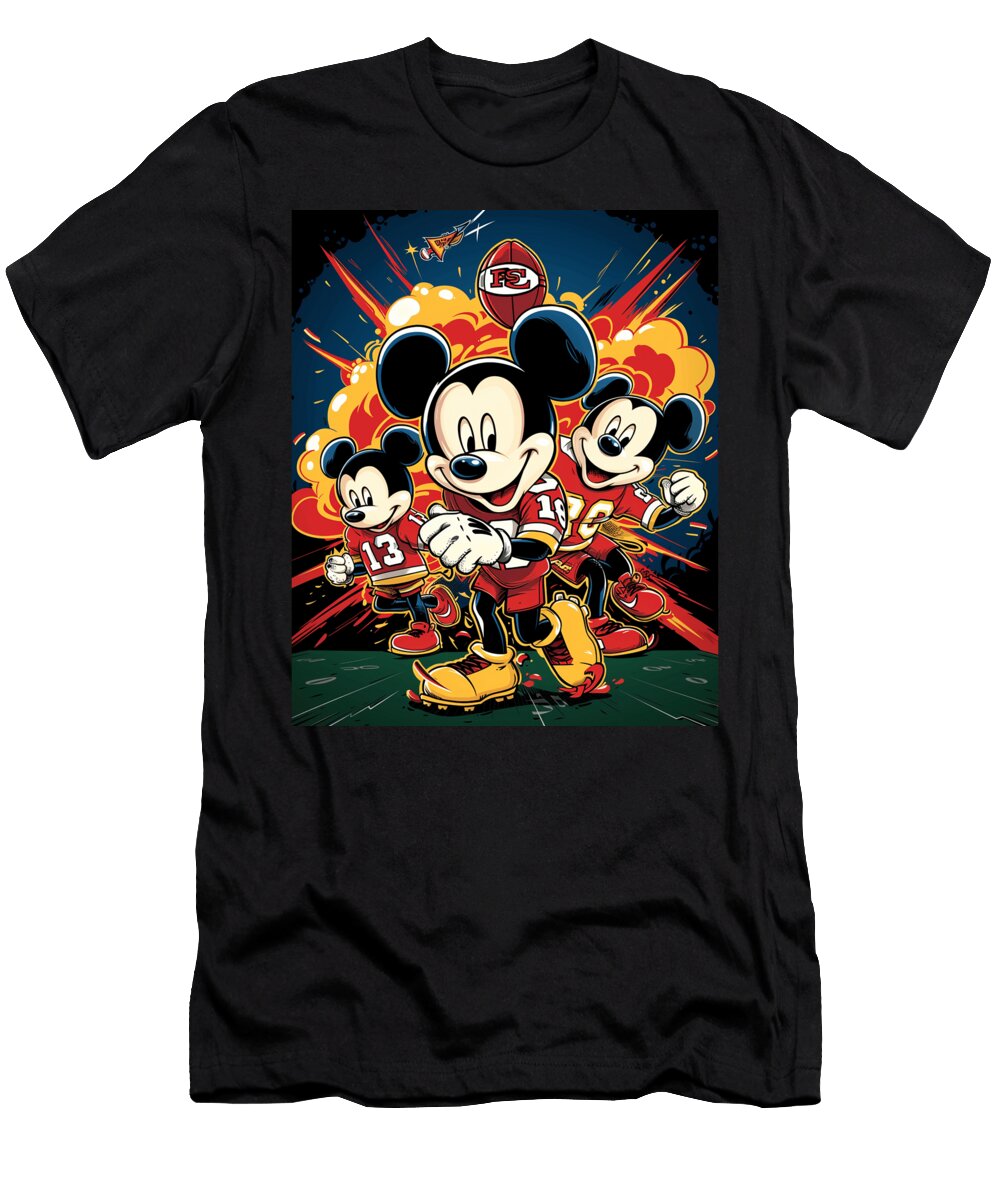 Mickey Mouse and Chiefs Confectionery Cartoon Magic Mizorey T-Shirt