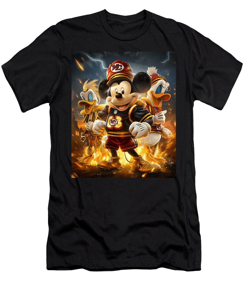 Mickey Mouse and Chiefs Cuisine Carousel Comedy Mizorey T-Shirt