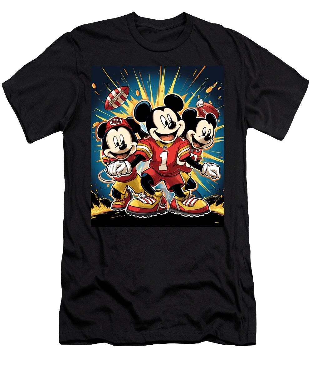 Mickey Mouse and Chiefs Lighthearted Cookery Fun Mizorey T-Shirt