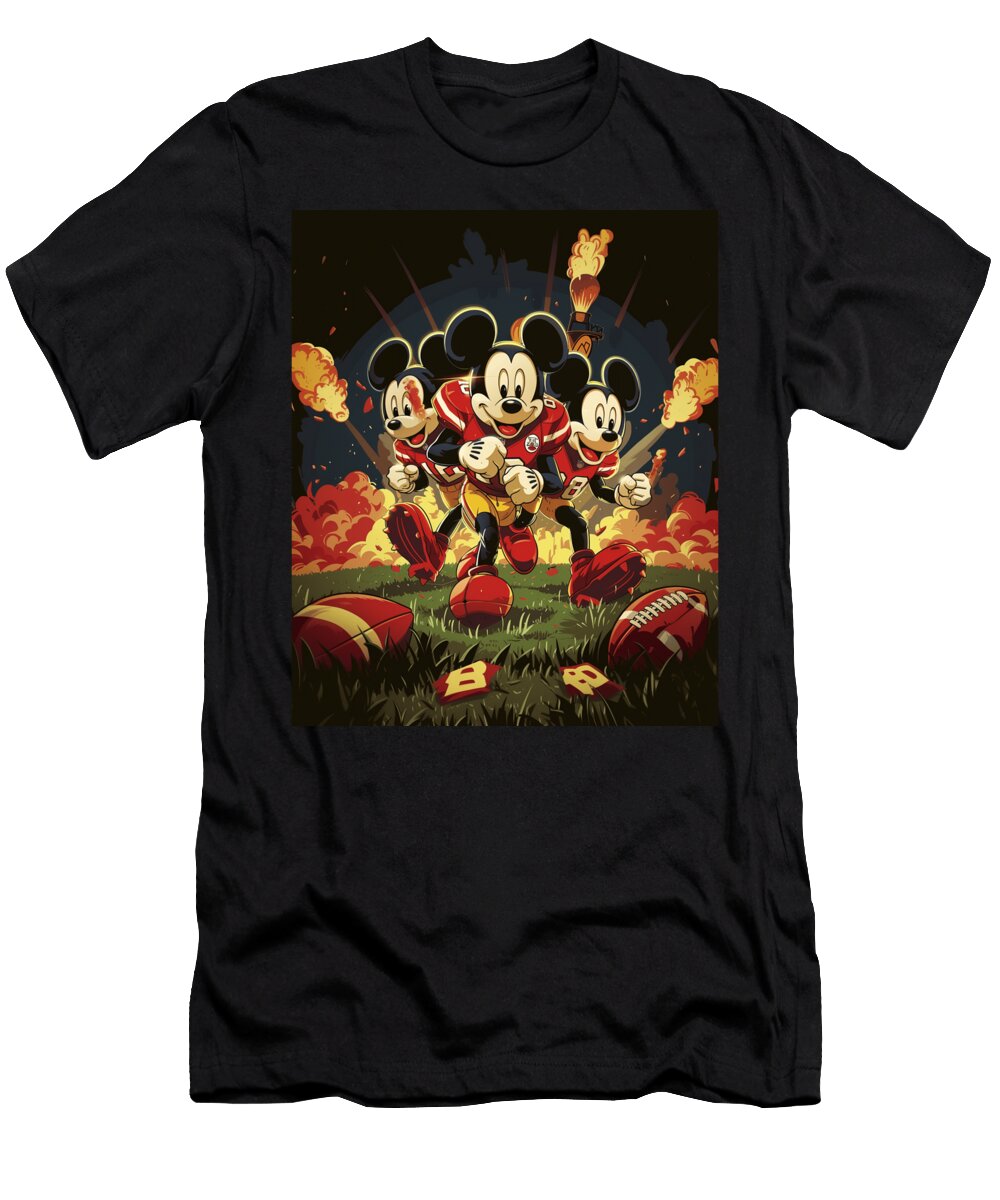 Mickey Mouse and Chiefs Patisserie Cartoon Art Mizorey T-Shirt