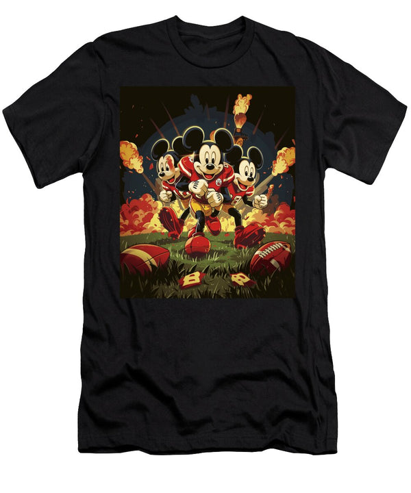 Mickey Mouse and Chiefs Patisserie Cartoon Art Mizorey T-Shirt