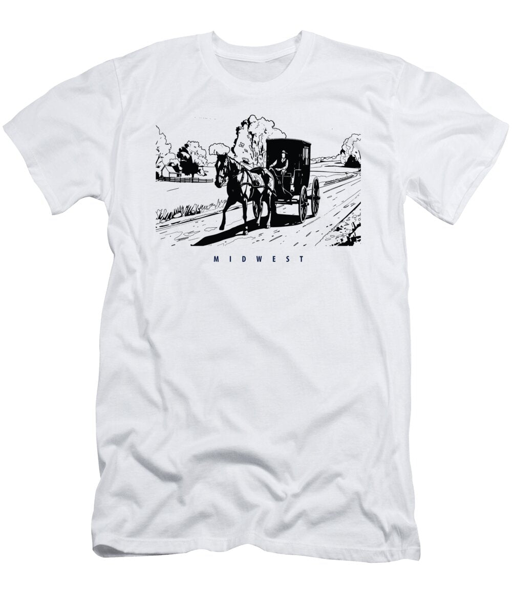 Midwest Amish Coach on the Road Long Shot T-Shirt