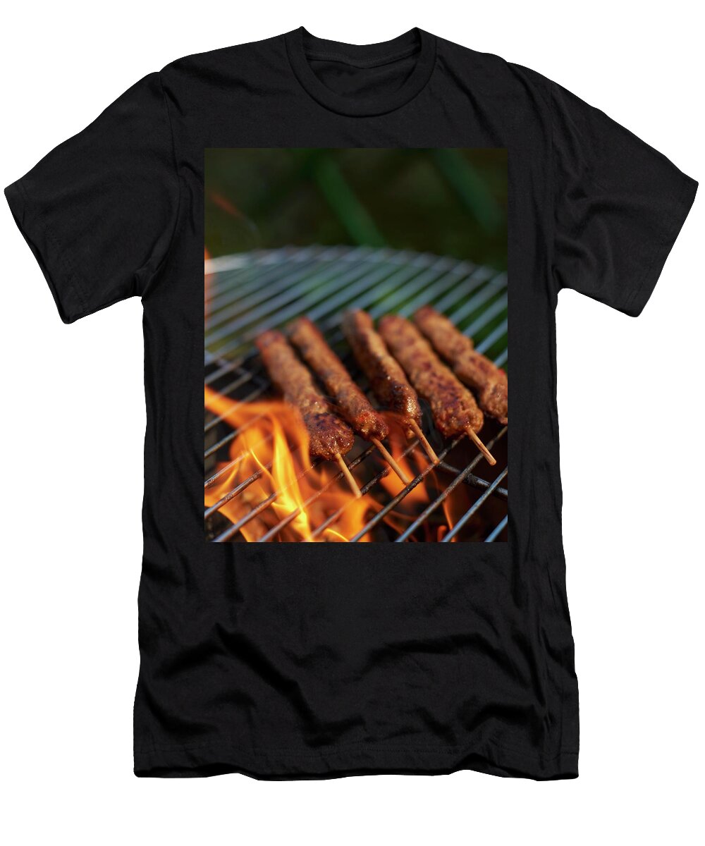 Minced Meat Skewers on a Barbecue Hannah Kompanik T-Shirt