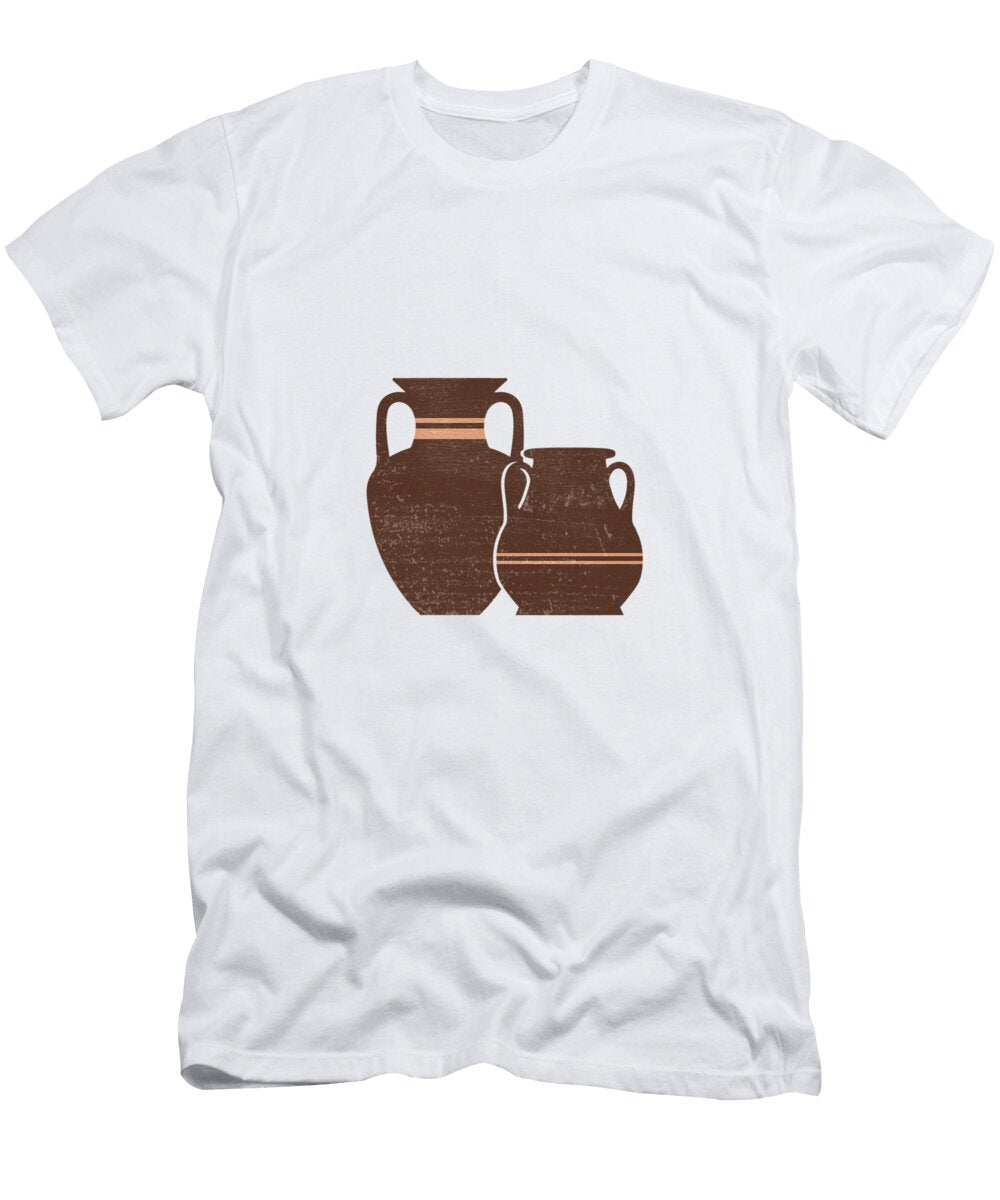 Minimal Abstract Greek Pots 21 Amphorae Terracotta Series Modern Contemporary Print Brown Studio Grafiikka T-Shirt