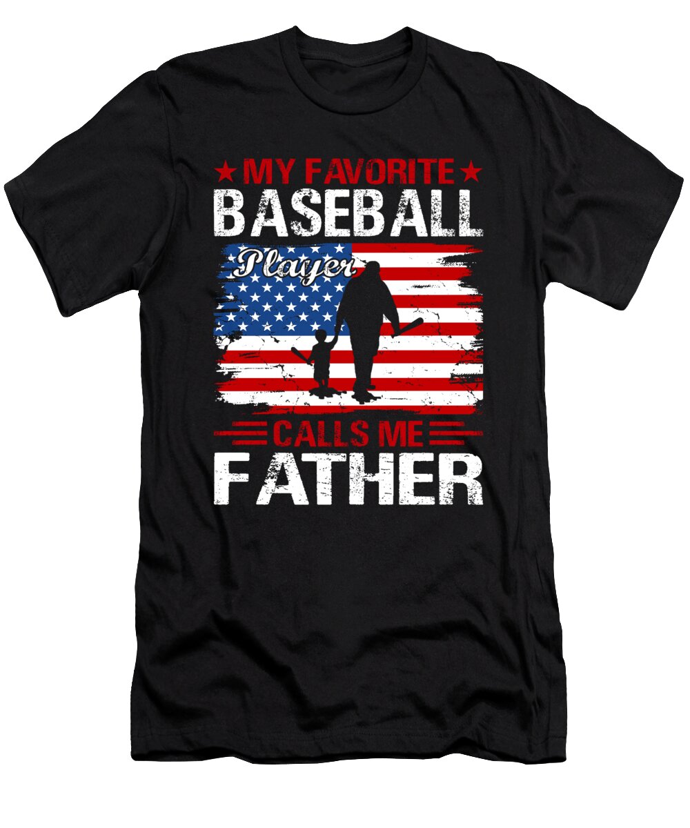 My Favorite Baseball Catcher Calls Me Father Baseball USA Flag Dh Bubble T-Shirt