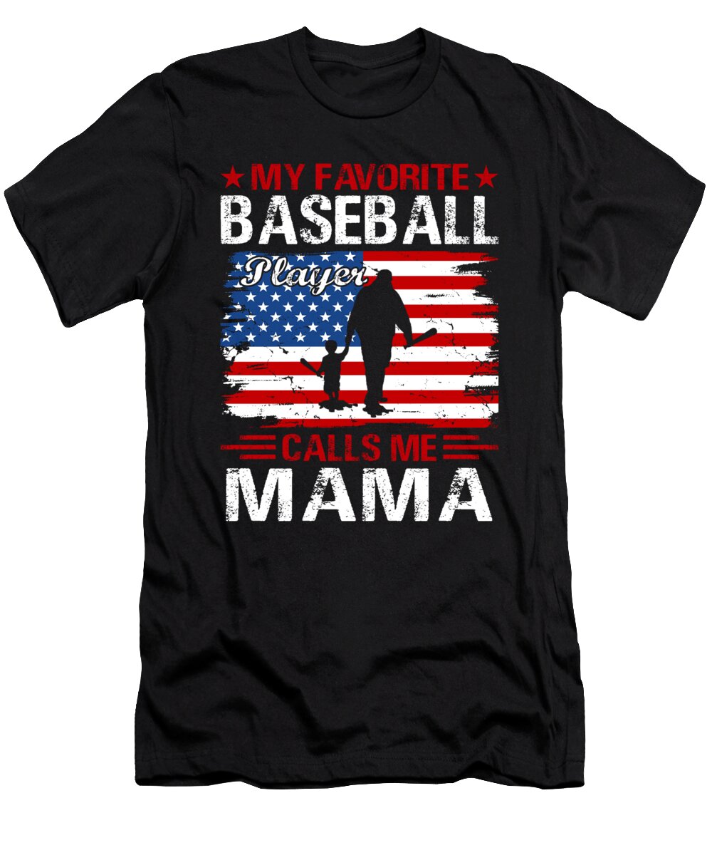 My Favorite Baseball Catcher Calls Me Mama Baseball USA Flag Dh Bubble T-Shirt