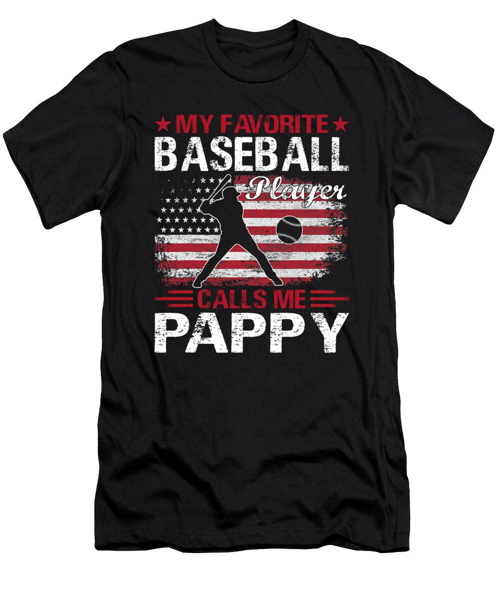 My Favorite Baseball Player Calls Me Pappy Baseball USA Flag Dhbubble T-Shirt