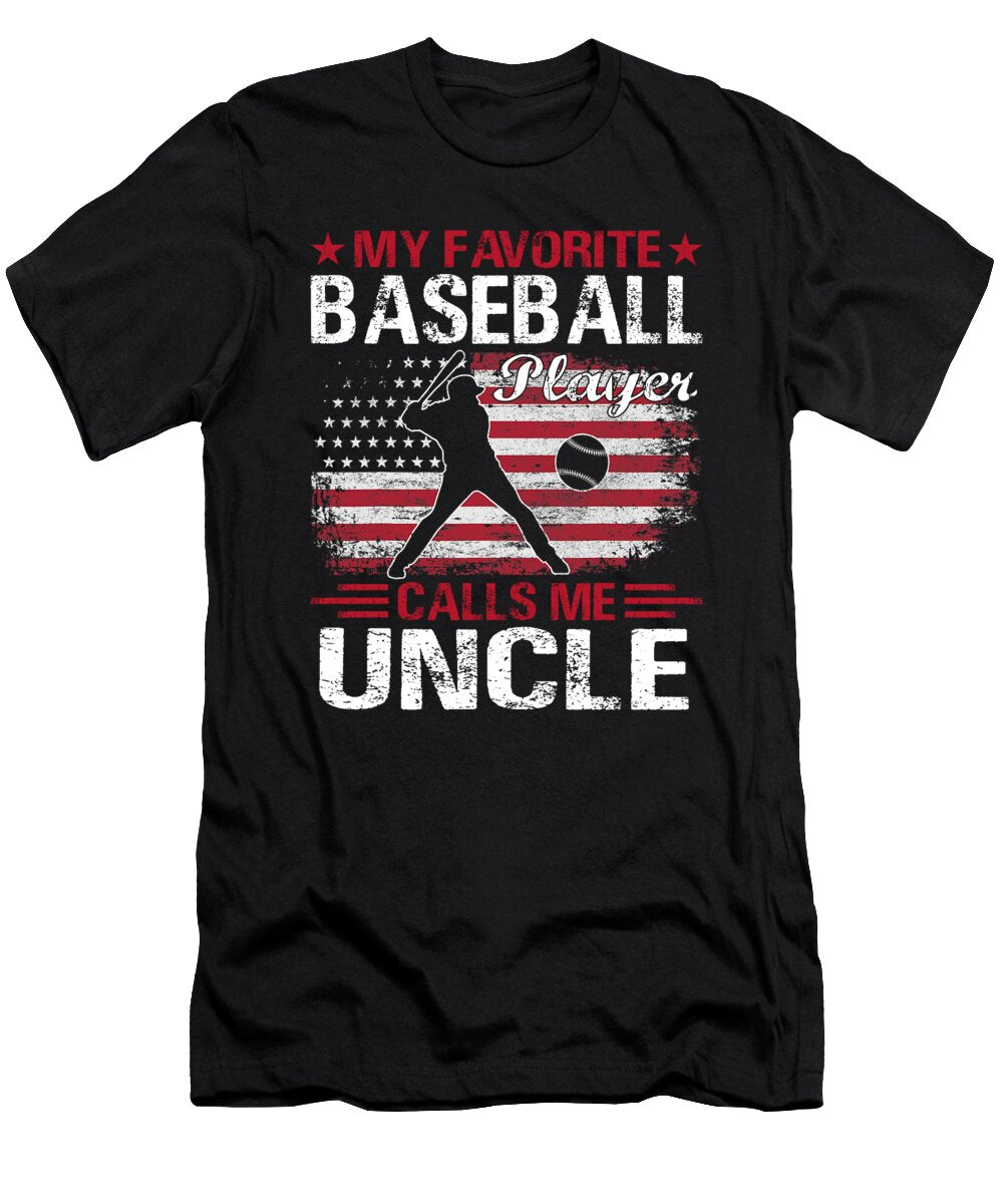 My Favorite Baseball Player Calls Me Uncle Baseball USA Flag Dhbubble T-Shirt