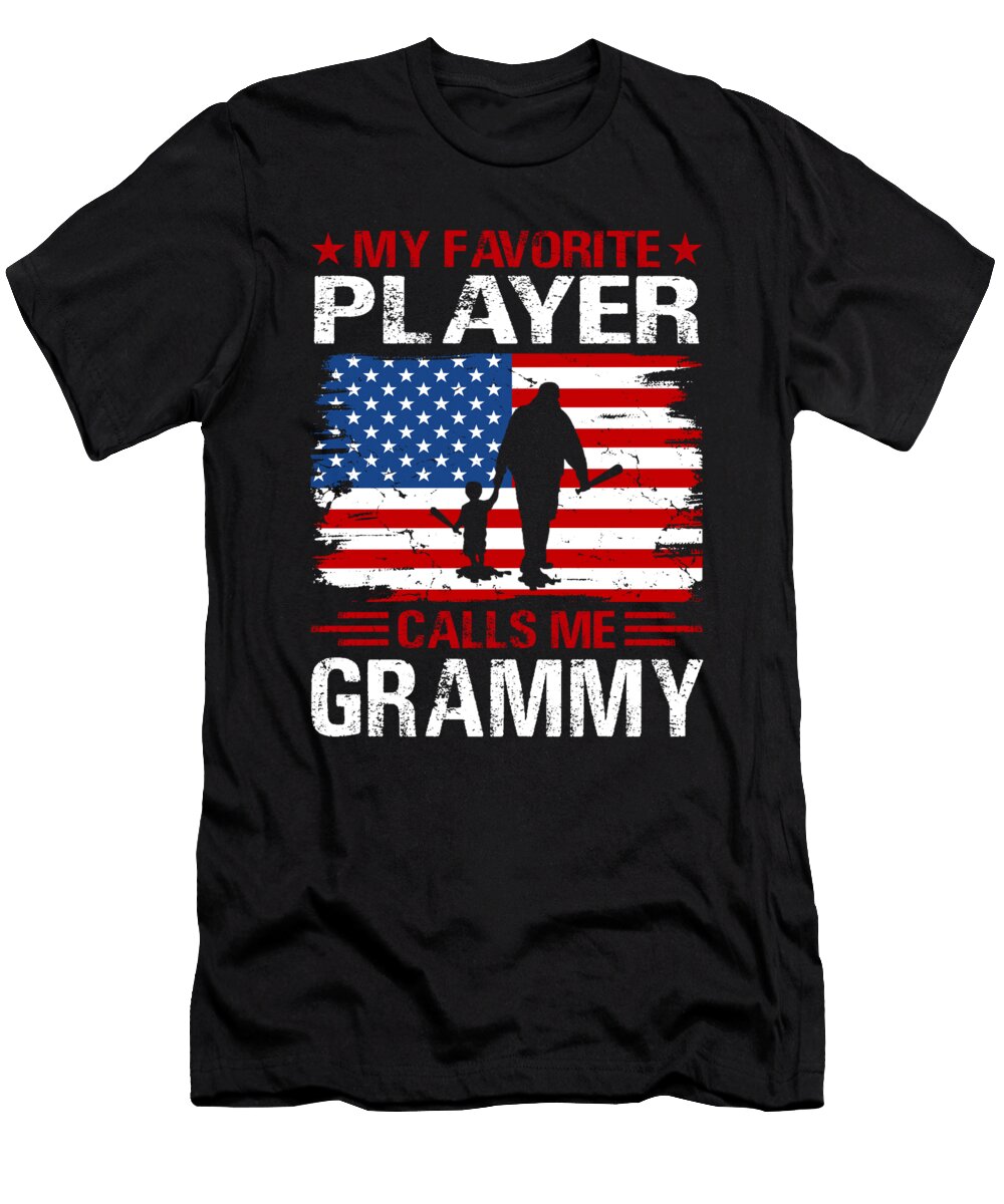 My Favorite Player Calls Me Grammy Baseball USA Flag Dhbubble T-Shirt