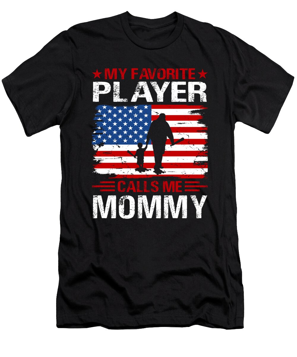 My Favorite Player Calls Me Mommy Baseball USA Flag Dhbubble T-Shirt