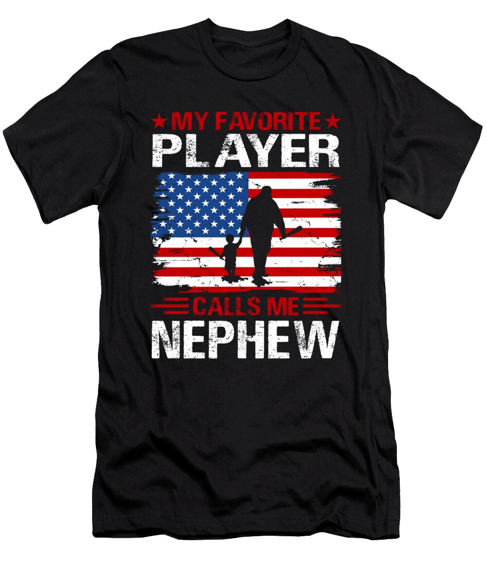My Favorite Player Calls Me Nephew Baseball USA Flag Dhbubble T-Shirt