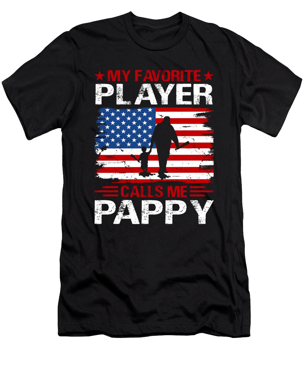 My Favorite Player Calls Me Pappy Baseball USA Flag Dhbubble T-Shirt