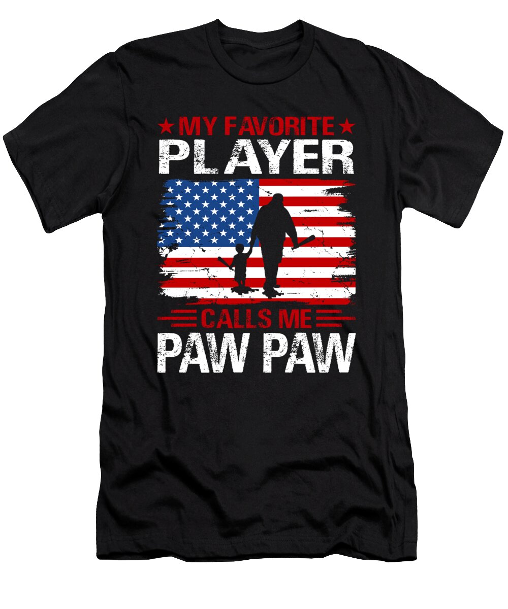 My Favorite Player Calls Me Paw Paw Baseball USA Flag Dhbubble T-Shirt