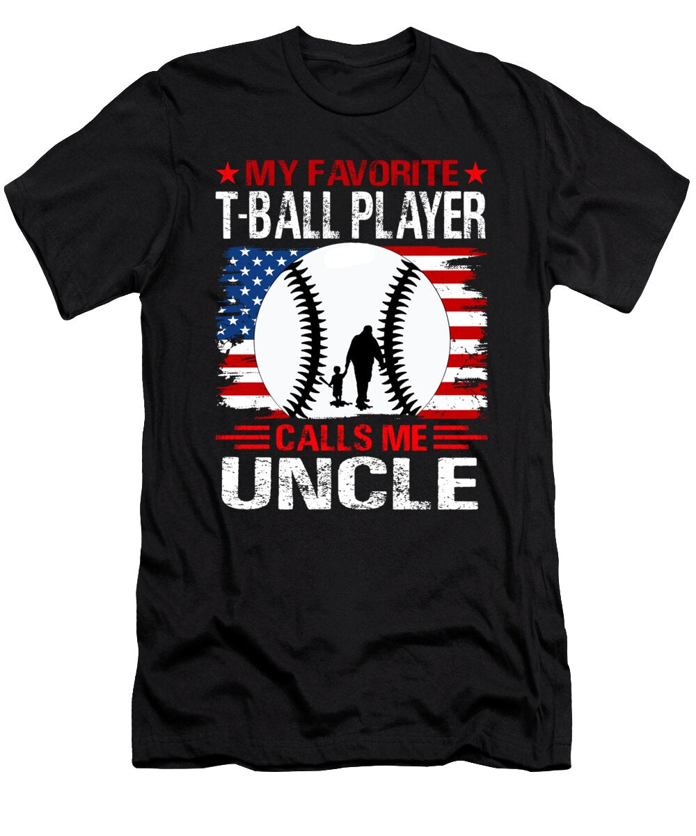 My Favorite T Ball Player Calls Me Uncle Baseball USA Flag Dhbubble T-Shirt