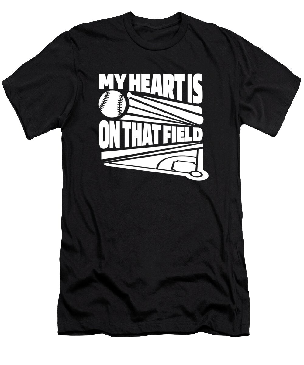 My Heart Is on That Field Catcher Pitcher Softball Mom Crazy Squirrel T-Shirt