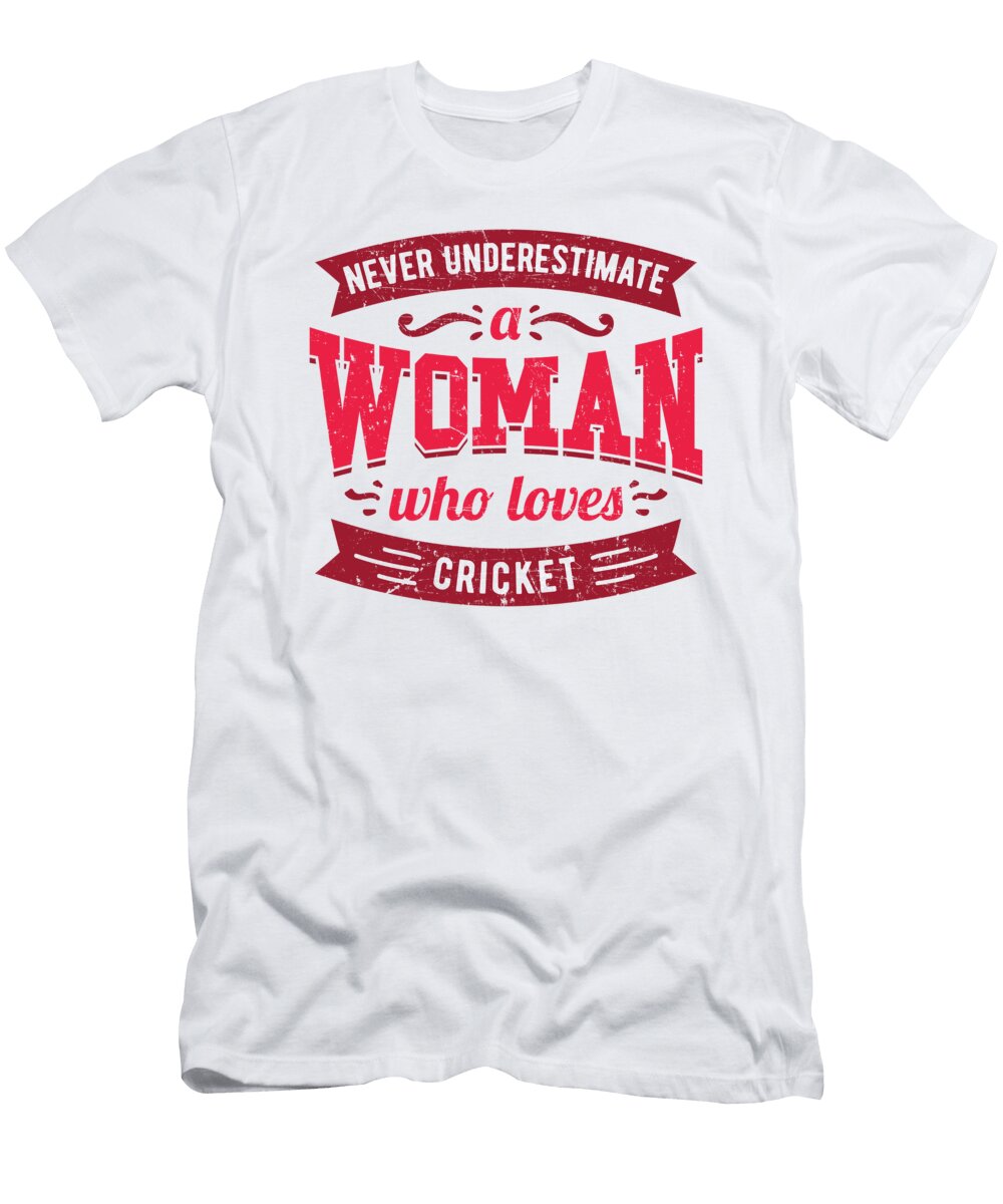Never Underestimate a Woman Who Loves Cricket Great Saying Gift for Her with This Funny Mug for Women Orange Pieces T-Shirt