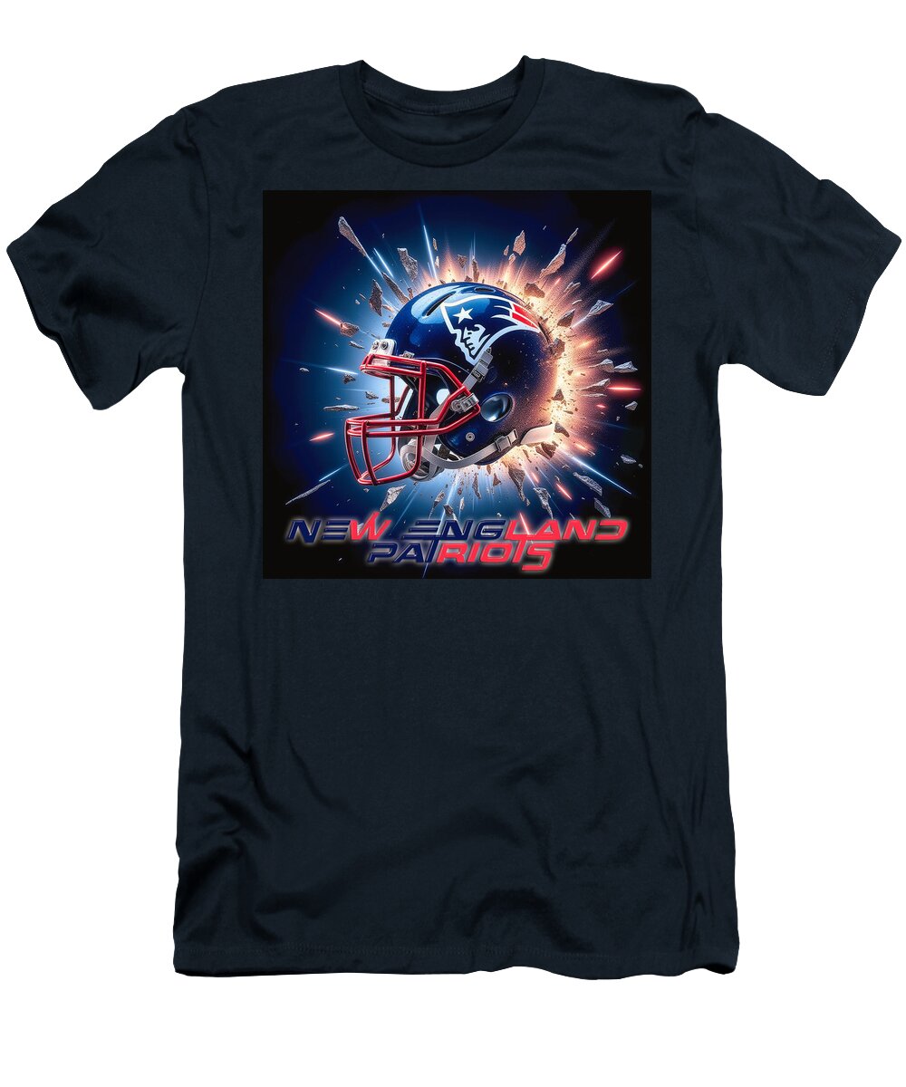New England Patriots Helmet Explosion Kevin Walker and Pixel Reverie T-Shirt