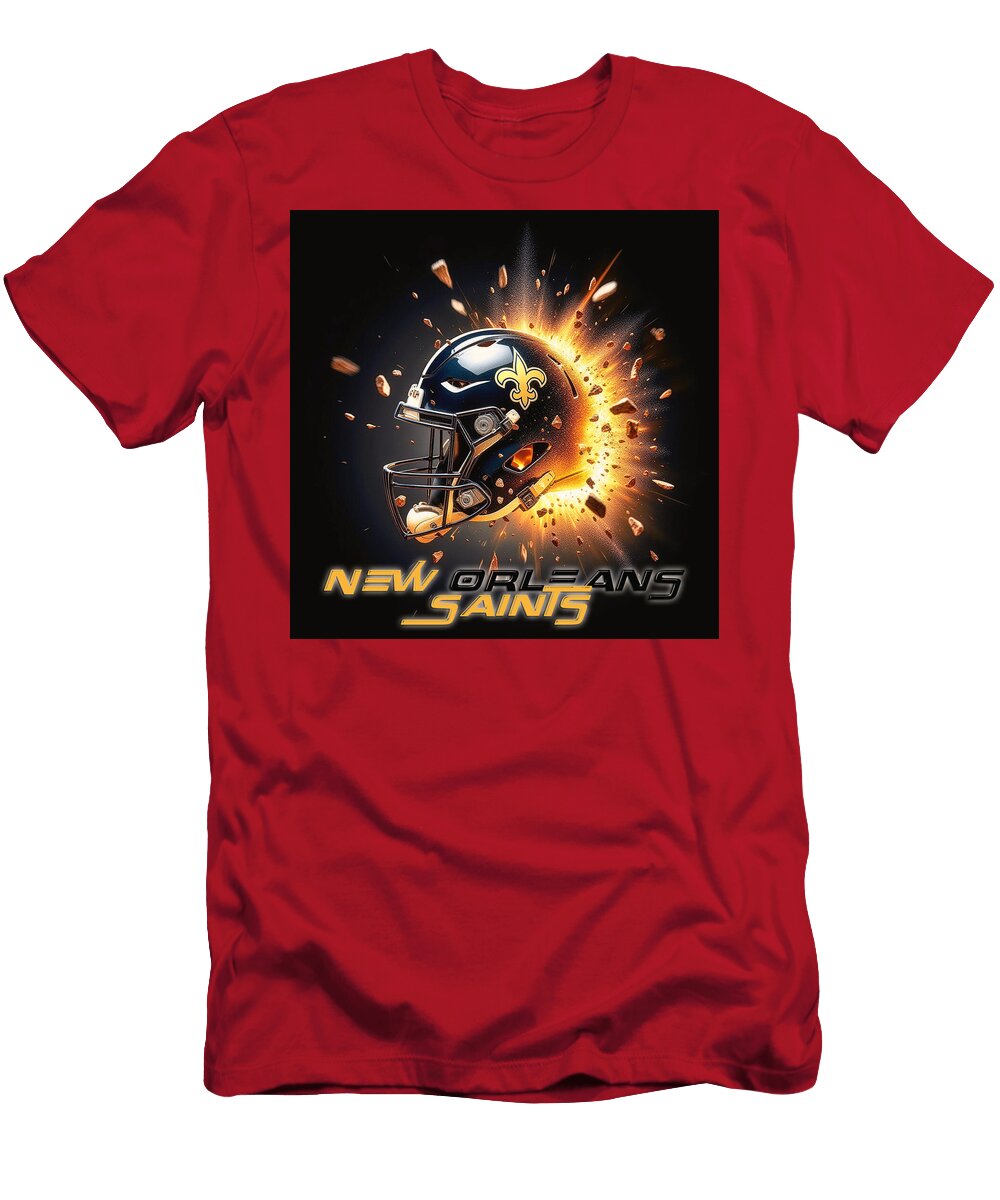 New Orleans Saints Helmet Explosion Kevin Walker and Pixel Reverie T-Shirt