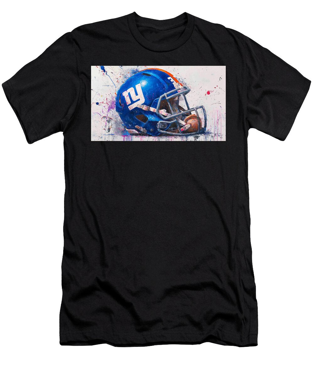 New York Giants Helmet Art Kevin Walker and Pixel Reverie T-Shirt