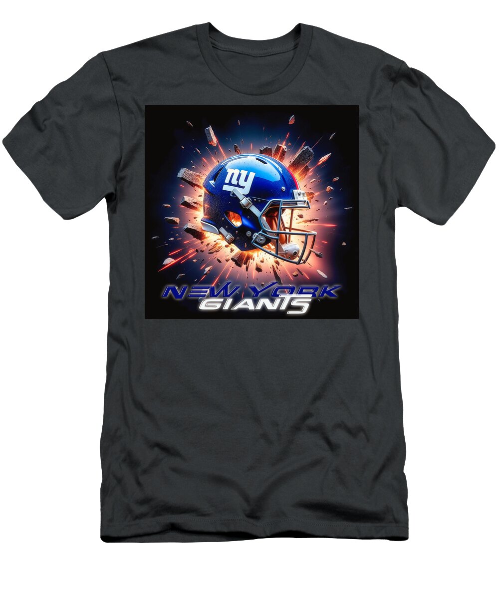 New York Giants Helmet Explosion Kevin Walker and Pixel Reverie T-Shirt
