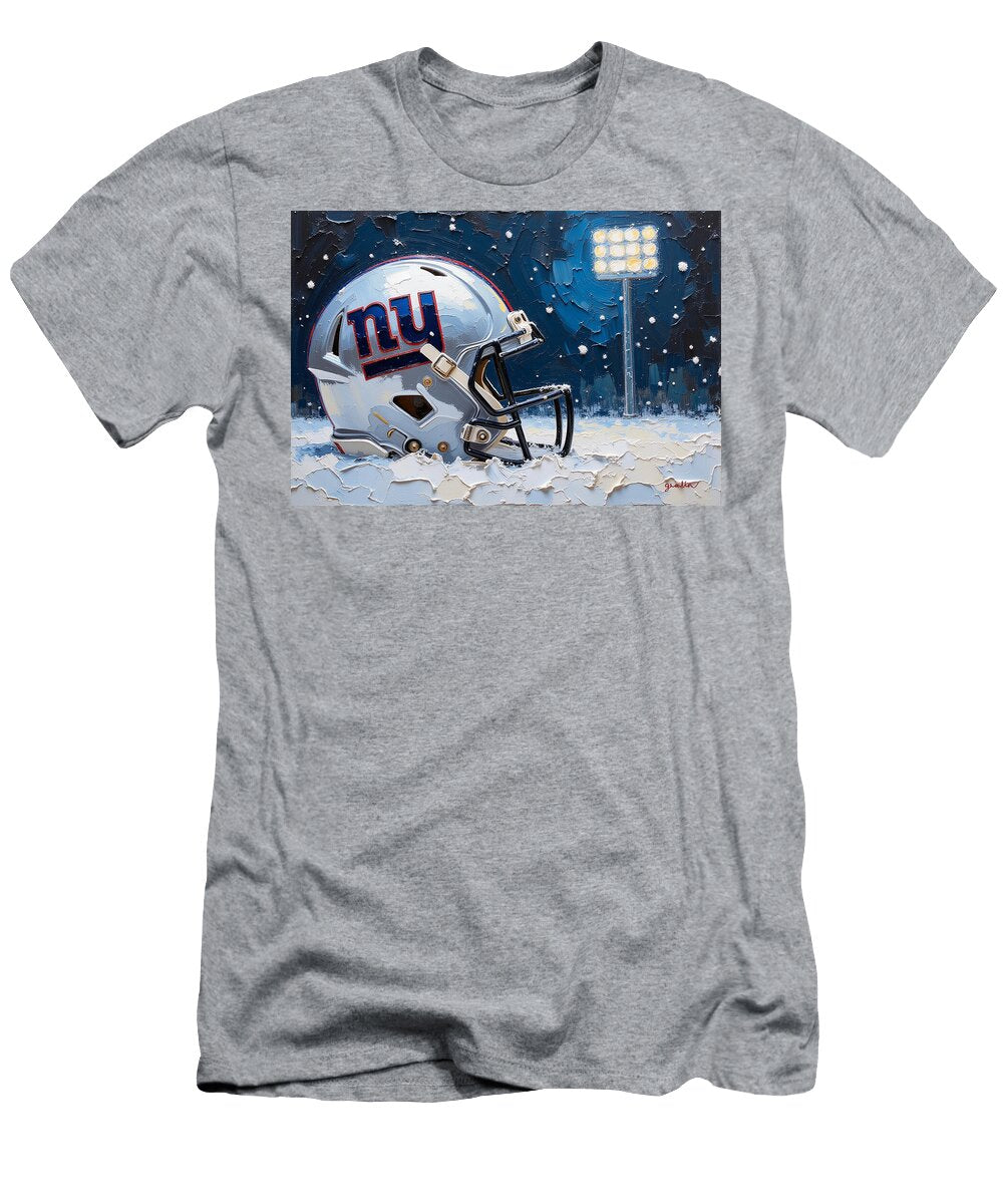 New York Giants Helmet in Snow Kevin Walker and Pixel Reverie T-Shirt