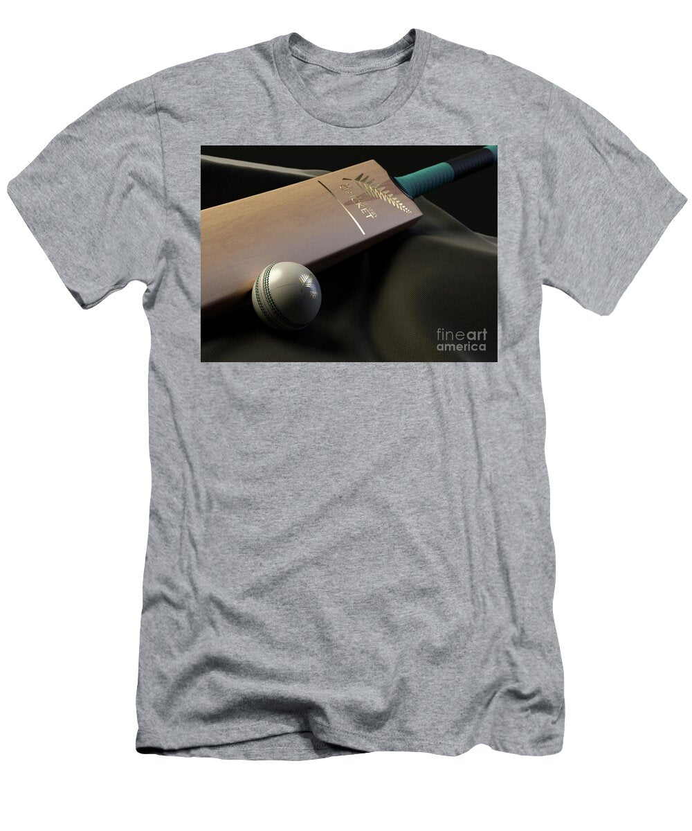 New Zealand Cricket Ball Bat and Fabric Allan Swart T-Shirt
