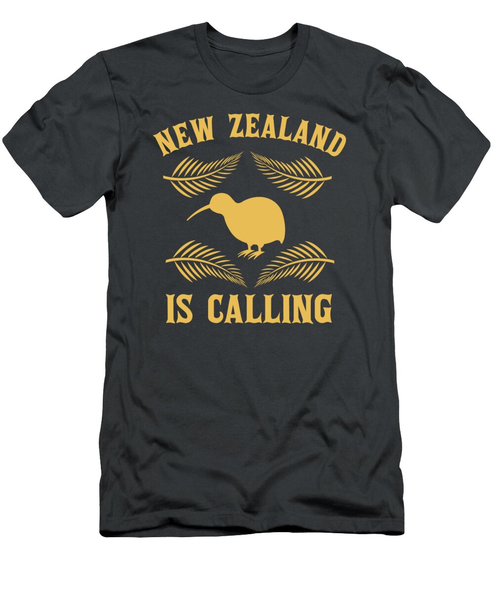 New Zealand Is Calling Kiwi for Men Women Kids Backpacker Farns Flag Crazy Squirrel T-Shirt