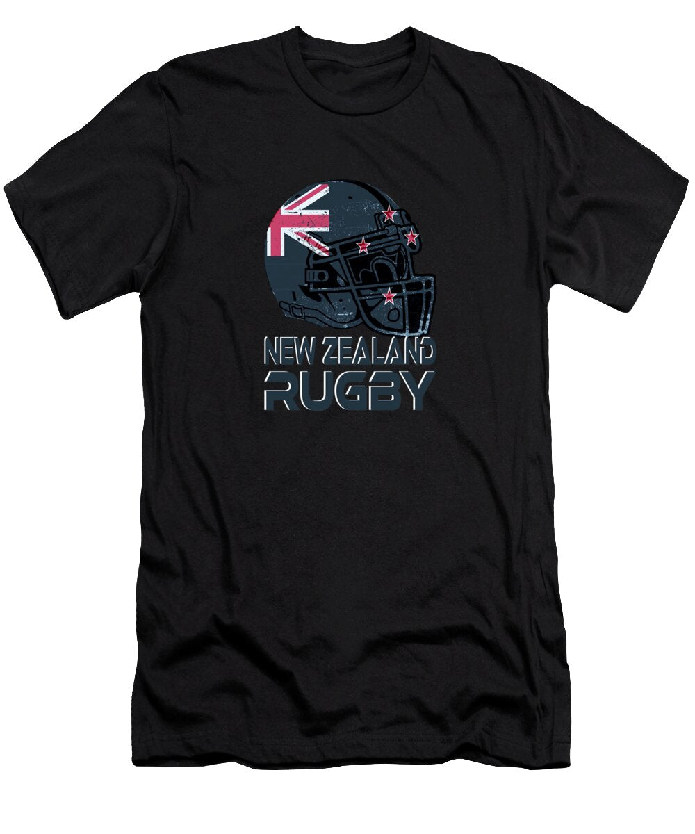 New Zealand Rugby Helmet with New Zealand Flag Scott Palmer T-Shirt