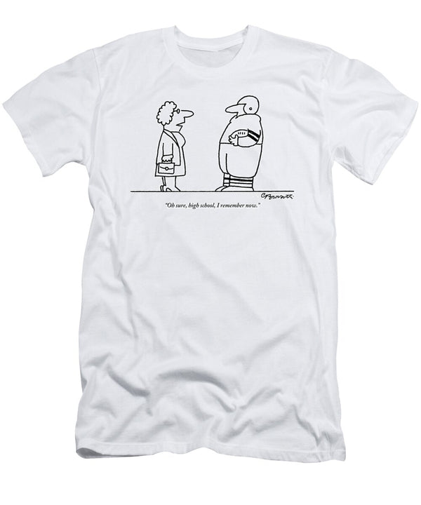 Old Lady Talks to a Beefy Quarterback Holding Charles Barsotti T-Shirt