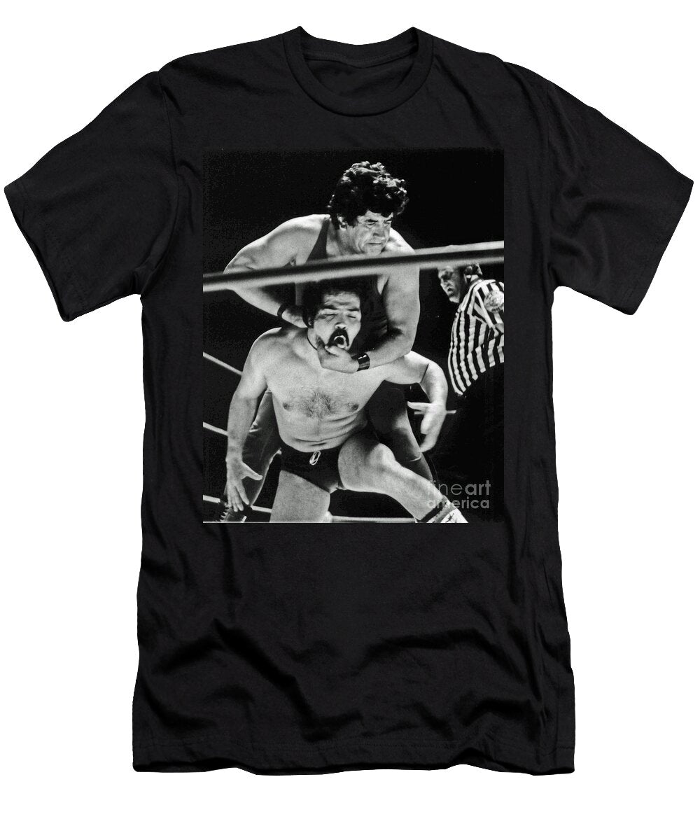 Old School Wrestler Getting a Chiropractic Adjustment in the Ring Jim Fitzpatrick T-Shirt