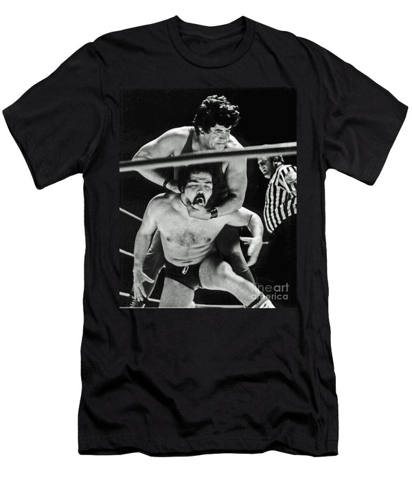 Old School Wrestler Getting a Chiropractic Adjustment in the Ring Jim Fitzpatrick T-Shirt