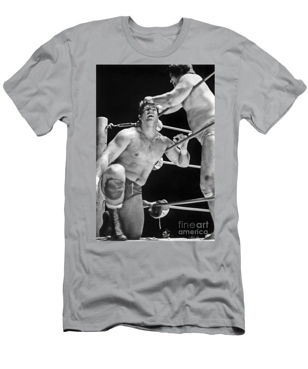 Old School Wrestlers Dean Ho and Don Muraco Battling for the United States Heavyweight Title Jim Fitzpatrick T-Shirt